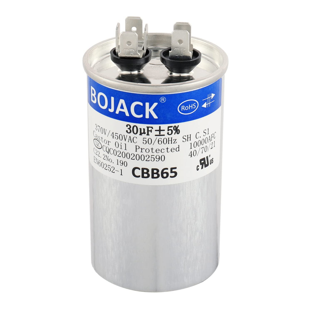 BOJACK Condensateur rond 30 uf MFD 370V 450V AC 50/60 Hz CBB65 10000 AFC