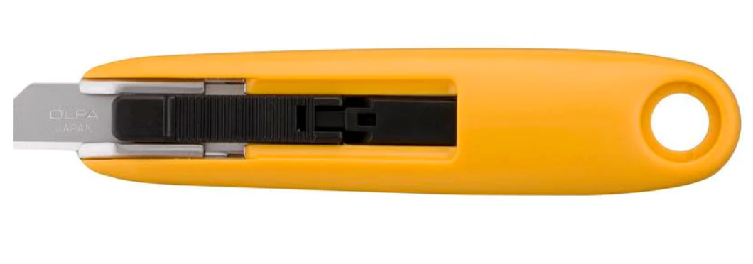 Compact, semi-automatic self-retracting safety knife