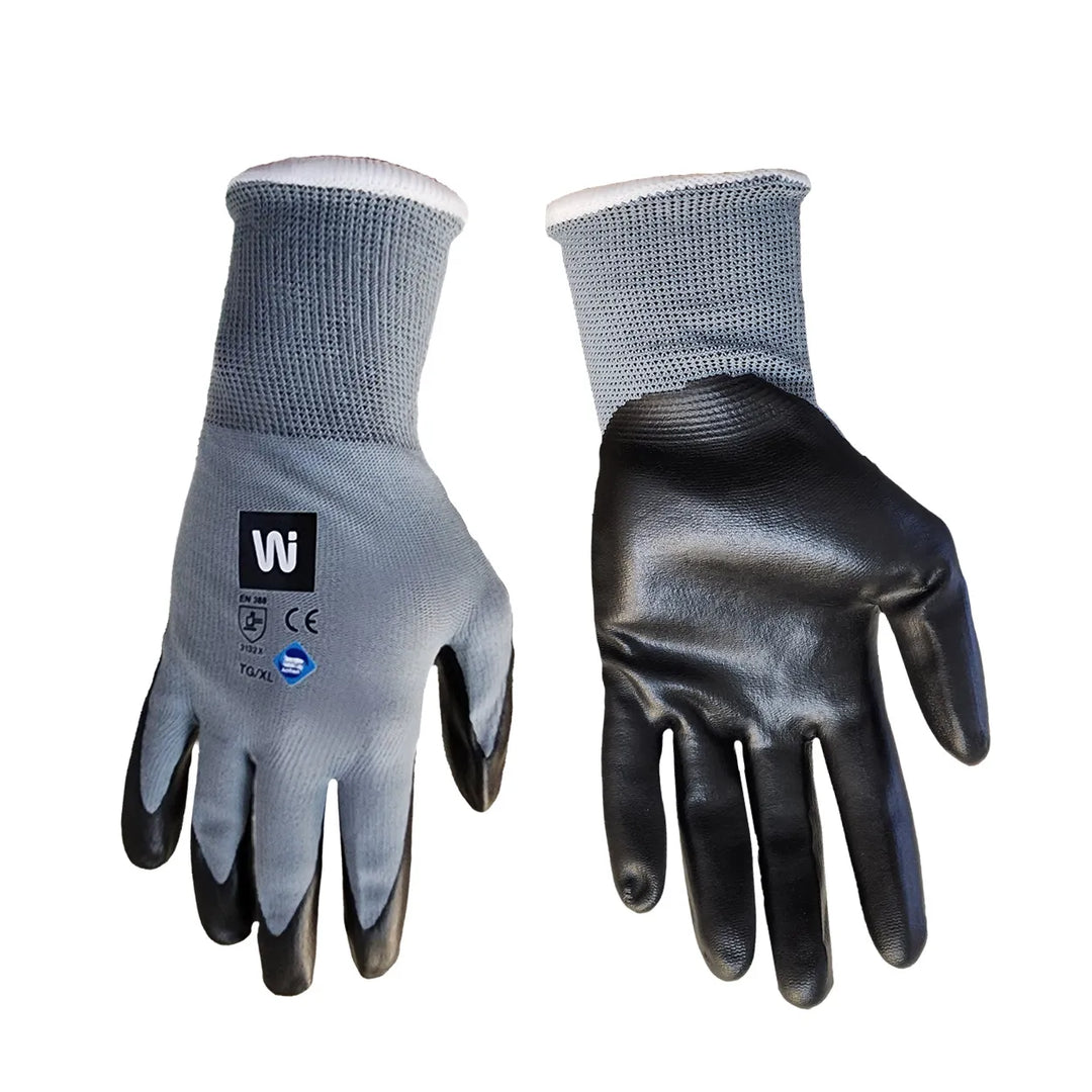 Wipeco - Gants avec Paume en Nitrile Noir et Coque en Nylon Gris