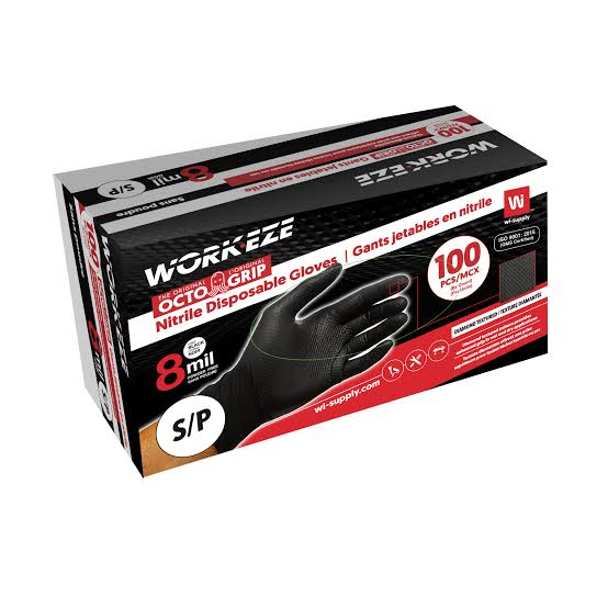 Wipeco - Gant jetable noir en nitrile texturé 8 mil