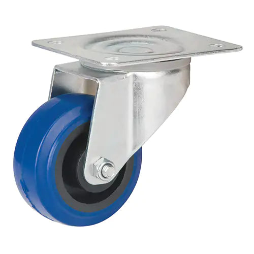 Kleton Blue Swivel Caster, 3" (76 mm), Rubber, 285 lb (129 kg)