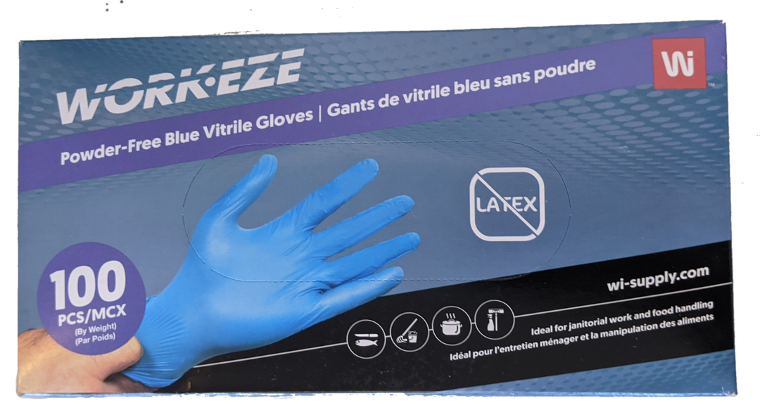 Wipeco – Gants jetables en vitrile hybride 5 mil bleu