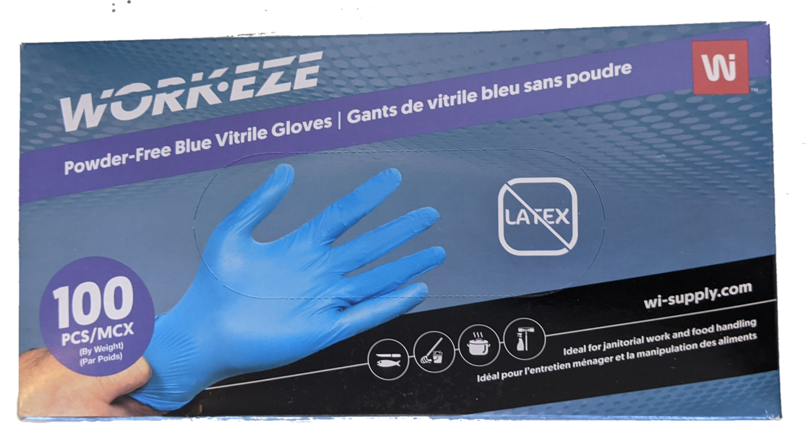 Wipeco – Gants jetables en vitrile hybride 5 mil bleu