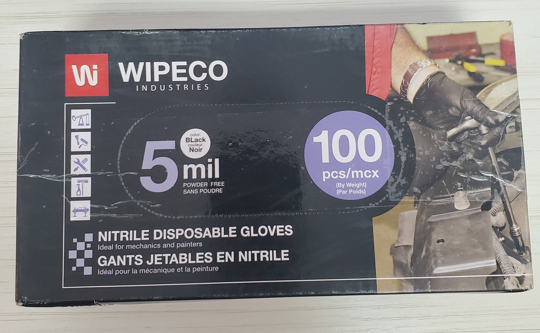 Wipeco - Boite de Gants jetables Nitrile noir 5 mils