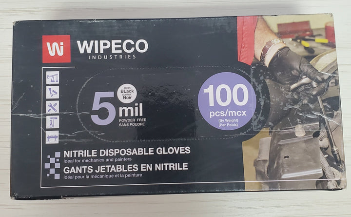 Wipeco - Boite de Gants jetables Nitrile noir 5 mils